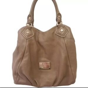 Marc by Marc Jacobs Classic Q Francesca Taupe Pebbled Leather Tote Hobo Handbag